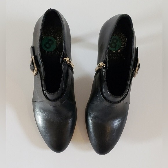 Vince Camuto Vonilesa Women's Black Leather Boot With Gold Buckle Size 8 - Picture 7 of 11